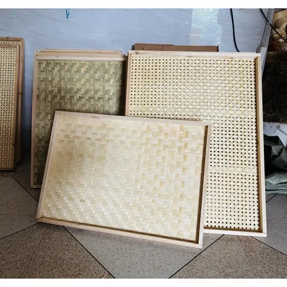 Pá de lixo retangular de bambu trançado, produtos de bambu, moldura de quadro suspensa, pintura, chá e remédios, peneira