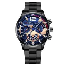 Relógio Masculino com Pulseira de Aço e Calendário, Relógio de Quartzo, Relógio Esportivo com Ponteiro Luminoso