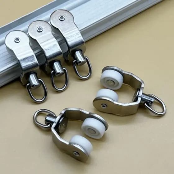 Polia para trilho de cortina, roda metálica em formato de I, durável e resistente ao sol, rolete para trilho curvo, roda