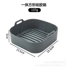 Forma de silicone para air fryer, bandeja quadrada de silicone para forno de micro-ondas, forma quadrada de 8 polegadas,