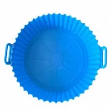 Assadeira de silicone para air fryer de uso diário, assadeira redonda para air fryer fácil de limpar, tapete de coziment