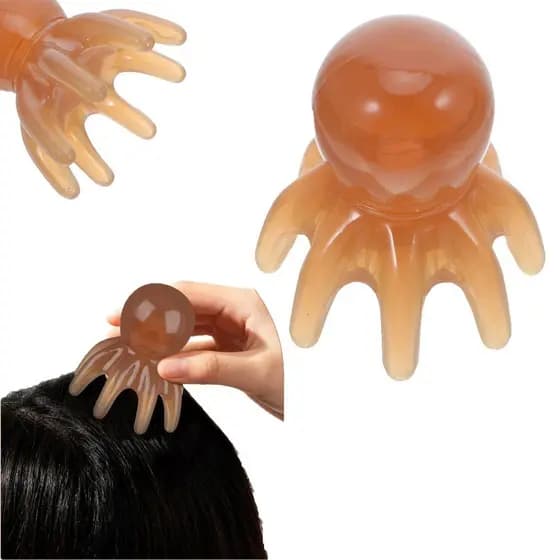 Escova de Massagem para Couro Cabeludo com Pó Relaxante para Alívio do Estresse e Crescimento Capilar