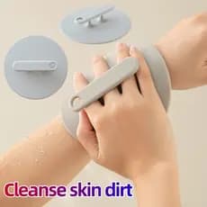 Conjunto de 2 Escovas de Banho de Silicone com Cabo Antiderrapante, Escova Esfoliante para Limpeza Profunda, Remove Suje
