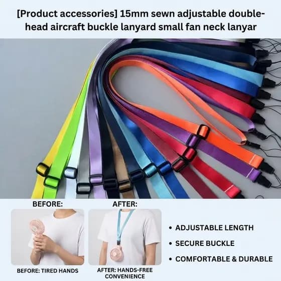 [Ajuste Rápido] 【Confortável & Prático】[Adjustable & Durable Strap] 15mm Lanyard/Alça/Ventilador Portátil
