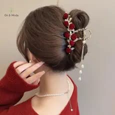 EA & Moda Elegante Rosa sel Garras De Cabelo Para Mulheres Meninas Doce Versátil Tubarão Clipe Requintado Festa Acessóri