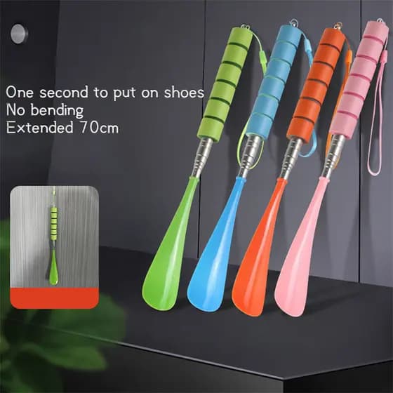 Buzina De Sapato Telescópica Ajustável De Aço Inoxidável , Alça Longa , Ajudante Extensível Para Homens , Mulheres , Via