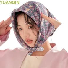 YUANQINZT Lenço Quadrado Estilo Coreano Lenços Protetor Solar Saco Acessórios Tecer Cabelo Decorar Cachecol Bandanas Fem
