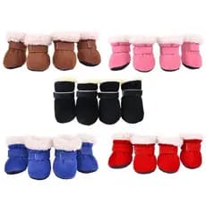 4 pares de botas de neve para cães de estimação, quentes e macias para o outono e inverno, com solas antiderrapantes par