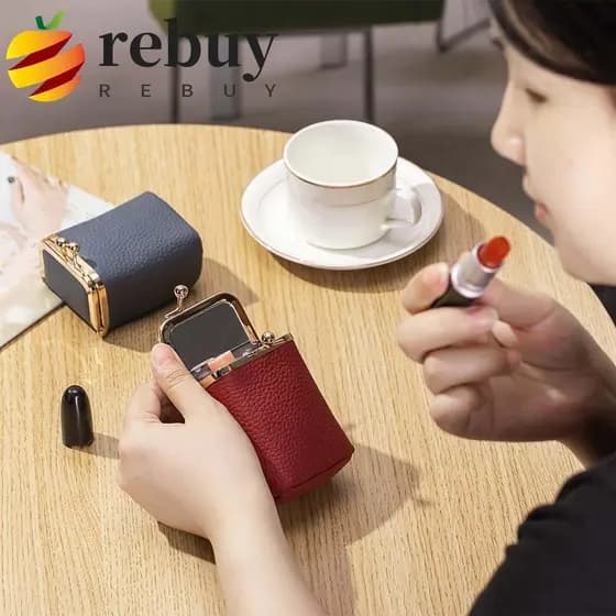 REBUY1 Bolsa De Moedas Kiss Lock , Portátil De Couro Requintada Para Joias Carteira Simples , Anel De Itens Pequenos