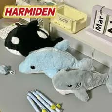 Lápis MIOSHOP , Bolsa Portátil Para Caneta De Boneca Baleia/Tubarão/Golfinho De Papelaria Série Animal Marinho De Pelúci