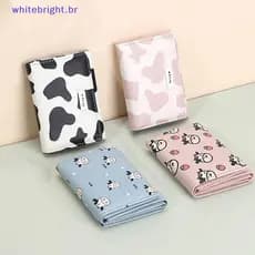 Carteira Feminina Com Estampa De Vaca Kawaii , Porta-Cartões Curto , Bolsa De Moedas [BR]