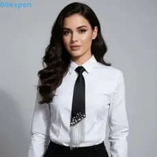 EXPEN1 Gravata Longa Com Miçangas À Mão , Casual Ajustável Para Pessoa Preguiçosa , Borla Boêmia Feminina