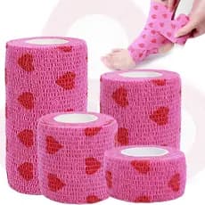 Bandagem Autoadesiva em Forma de Coração Rosa/Elástica e Respirável/Bandagem Esportiva para Dedos de 4,5m