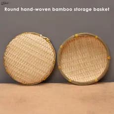 Cesta redonda de bambu feita à mão para guardar frutas e vegetais (13/20 cm)