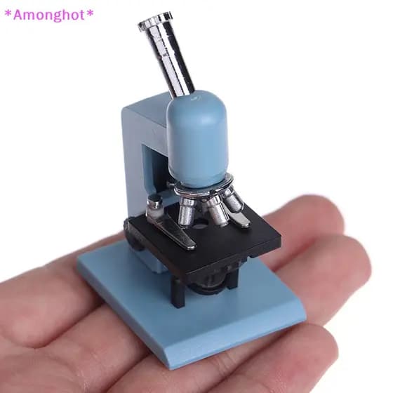 Amonghot > 1 peça modelo de equipamento de laboratório de microscópio em miniatura em escala 1:12
