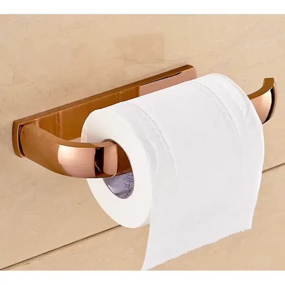 Suporte de Papel Higiênico Quadrado de Latão Dourado Rosado para Montagem na Parede, Acessório de Banheiro 2ba872