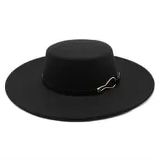 Fedoras Jazz Cap Inverno Quente Flat Top Chapéus 10 Cm Grande Aba Larga De Igreja De Cor Sólida