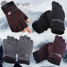 Luvas De Inverno MARVER Quentes De Malha Grossa Meio Dedo