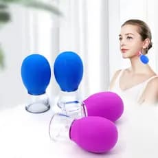Conjunto de 2 peças para cupping facial, copos de silicone para meridianos com sucção a vácuo e pressão negativa, massag