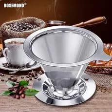 Filtro de café, malha de aço inoxidável, tamanho grande 103, reutilizável, mais.