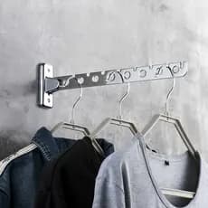 Cabide de Roupas de Aço Inoxidável Montado na Parede com 6/8/10 Furos, Cabide Dobrável para Guarda-Roupa e Closet
