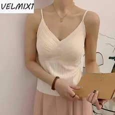 VELMIX1 Regata Feminina , Colete Slim Fit Sem Mangas , Sutiã Costura Com Almofadas