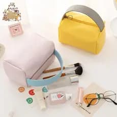 Bolsa De Couro Portátil Em Cores Doces Cosmética De Grande Capacidade