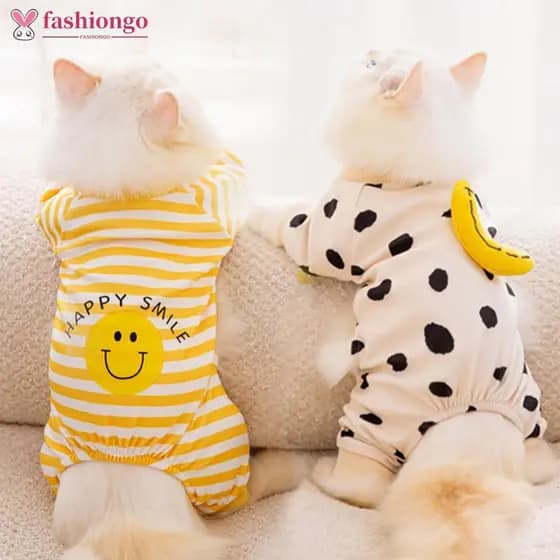 FASHIONGO Pet Listrado Macacão Primavera Outono Médio Pequeno Roupas Para Cães Doce Pijamas Bonito Padrão Dos Desenhos A