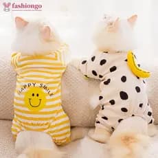 FASHIONGO Pet Listrado Macacão Primavera Outono Médio Pequeno Roupas Para Cães Doce Pijamas Bonito Padrão Dos Desenhos A
