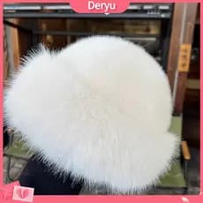 Women Knit Cap Winter Hat for Thickened Plush Bucket Solid Color Warm Cozy Large Head Circumference Soft Edge Daily Wear