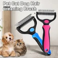 Pet Comb for Tangles Dog Deshedding Brush Detangling Rake with Double-sided Undercoat Dematting for Dogs Cats Removes Lo