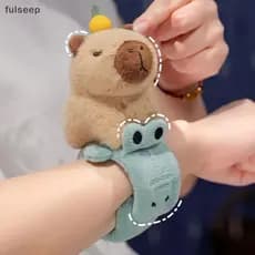 [fulseep] Adorável Animal Tapa Snap Wrap Pulseira Para Meninas Bonito Dos Desenhos Animados Capivara Cão Gato Anel De Mã