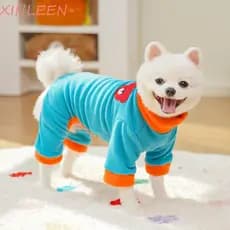 Macacão De Pelúcia Para Cachorro XINLEEN , Pijama Quente Colorido Confortável , Com Anel D , Animais De Estimação De Inv