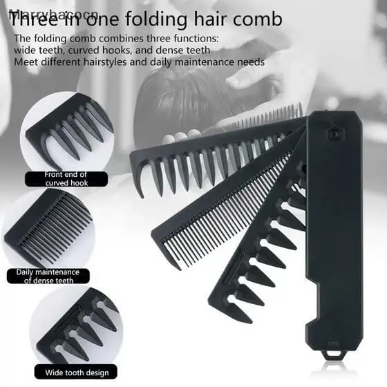 [MAR] Profissional 3 Em 1 Dobrável De Bolso Dente Largo Óleo Headb Bearding Barber Cabelo Clipperb Salon Ferramenta De E