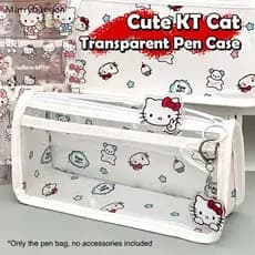 [MAR] Bonito Sanrio Hello Kitty PVC Lápis Transparente Caso Estudante Criativo KT Cat Pen Bolsa Armazenamento De Grande