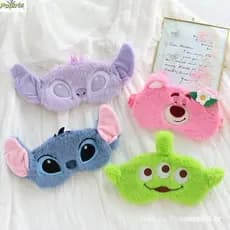 [Thm] Stitch Cute Cartoon Plush Eye Máscaras Kawaii Anime Soft Venda De Pelúcia Para Escritório Bloco De Dormir Com Lu