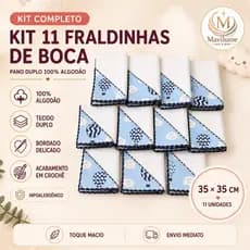 Kit 11 Fraldinhas De Boca Bebê 100% Algodão Luxo Bordada Tecido Duplo Para Enxoval Recém Nascido