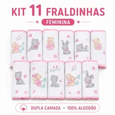 Kit 11 Fraldinhas de Boca Bebê Estampadas 35x35cm Dupla Camada 100% Algodão Maternidade Enxoval Luxo