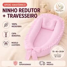 Ninho Redutor Bebê para Berço com Apoio Anatômico Babado Capa Removível Lavável com Alças Enxoval