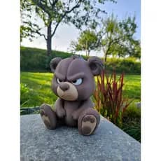 Urso Bravo Decorativo Estilo Tricô 3D | Boneco Urso Mal Humorado Criativo Presente Diferente