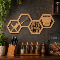 Quadro Decorativo Chef Gourmet Para Parede Cozinha Produzido Em MDF Cru Com Design Exclusivo M154
