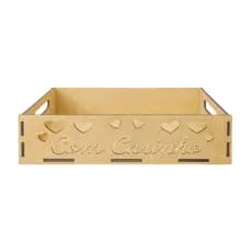 Kit 10 Caixinhas Mdf Corações Com Carinho Lembrancinhas Presente Marrom-claro