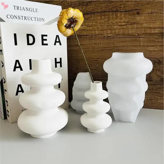 Stacked Circular Vase, Epoxy Resin, Geometric Mold, Flower Planting, Succulent, Concrete