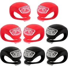 Pacote com 8 Luzes de Bicicleta LINIEPramLight de Silicone com Bateria e 3 Funções de Luz, Luz de Advertência LED à Prov