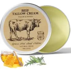 Sebo de Carne Bovina para a Pele, Sebo e Mel, Hidratante Facial de Sebo, Bálsamo de Sebo de Carne Bovina Natural de Anim