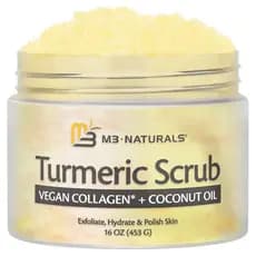Esfoliante de cúrcuma e exfoliante para a pele contendo colágeno e óleo de coco, remove suavemente as células mortas da