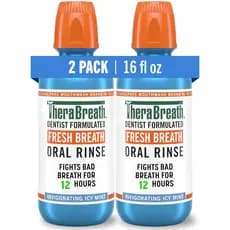 Enxaguante bucal TheraBreath Fresh Breath, sabor menta refrescante, sem álcool, 16 onças (pacote com 2)