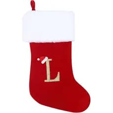 Meia de Natal Personalizada de 50cm, Grande Meia do Papai Noel com Letras, Meia de Pelúcia com Papai Noel Pendurado e Et