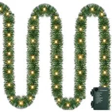 Guirlanda de Natal FUNPENY, Guirlanda de Natal Artificial Pré-iluminada de 15 pés com 50 Luzes LED, Decoração Iluminada