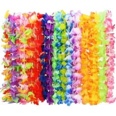 Arrowom 24 peças de colares havaianos de flores de seda para festas Luau, coloridos e tropicais, para decoração de festa